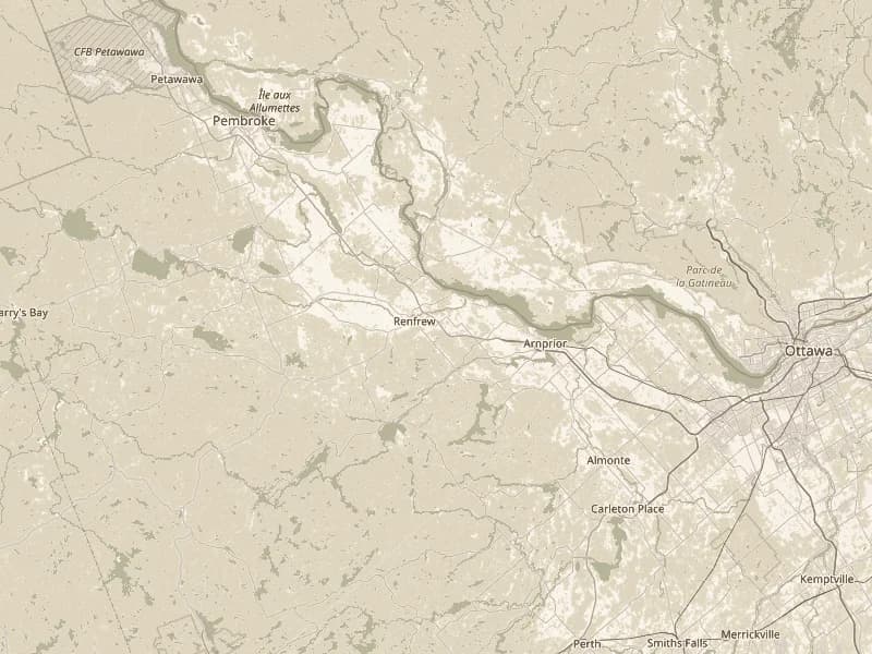 Map showing Pleasant View Park in Horton, near Renfrew, Ontario